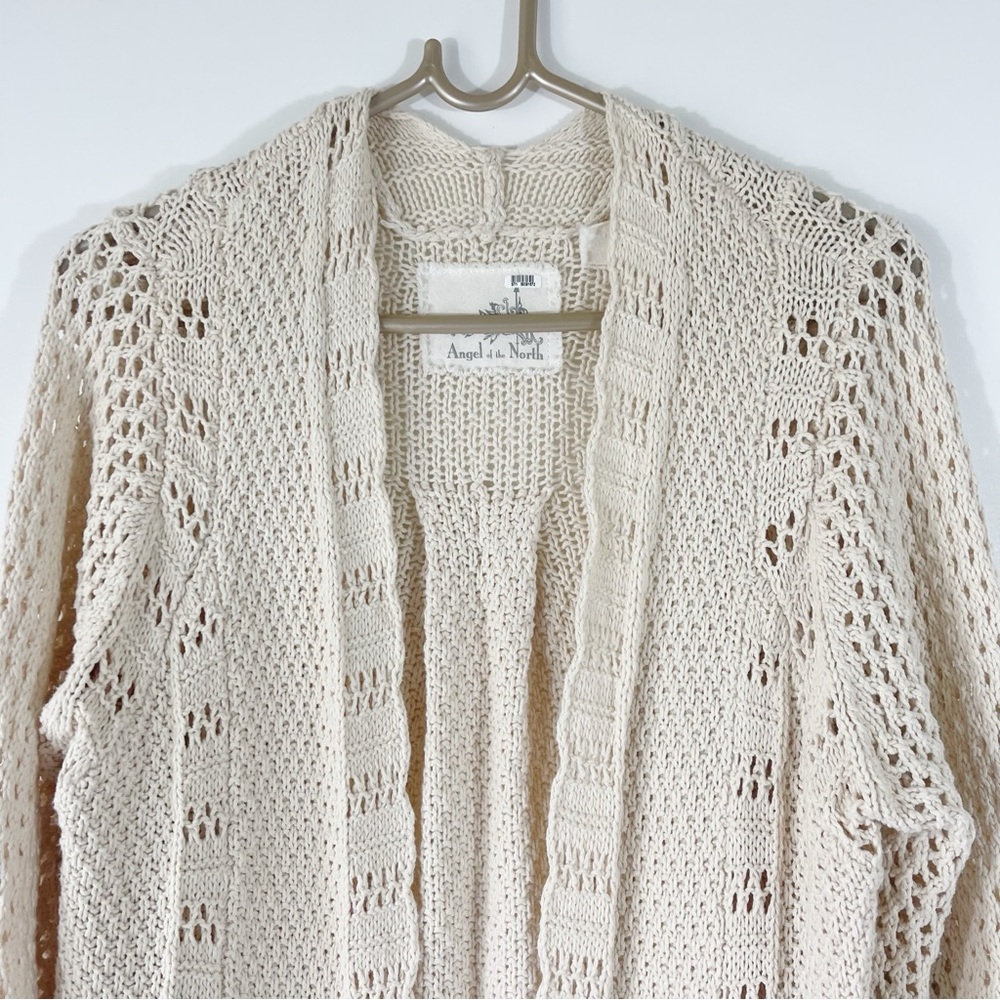 Anthropologie Angel of the North Silva Circle Cream Open Front Cardigan Size S - Picture 6 of 11